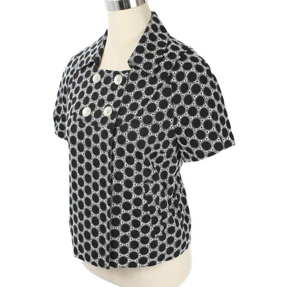 KENNETH COLE Black Linen Embroidered Circle Blazer - Picture 2 of 4